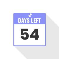 54 Days Left Countdown sales icon. 54 days left to go Promotional banner vector