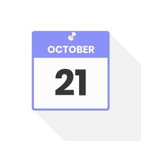 October 21 calendar icon. Date,  Month calendar icon vector illustration