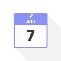 July 7 calendar icon. Date,  Month calendar icon vector illustration