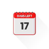 Countdown icon 17 Days Left for sales promotion. Promotional sales banner 17 days left to go vector