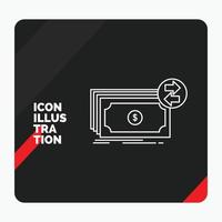 Red and Black Creative presentation Background for Banknotes. cash. dollars. flow. money Line Icon vector