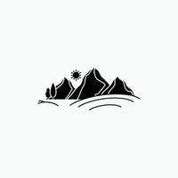 hill. landscape. nature. mountain. sun Glyph Icon. Vector isolated illustration