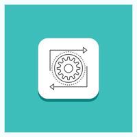 Round Button for Business. gear. management. operation. process Line icon Turquoise Background vector