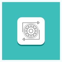 Round Button for Business. gear. management. operation. process Line icon Turquoise Background vector