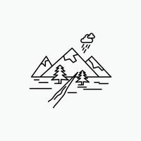 rocas Cerro. paisaje. naturaleza. icono de línea de montaña. ilustración vectorial aislada vector
