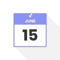 June 15 calendar icon. Date,  Month calendar icon vector illustration