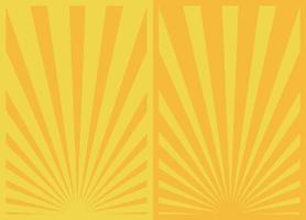 Vintage Yellow Sunburst Stripes Poster Set, Template With Rays Centered at the Bottom. Retro Inspired Cartoon Vertical Posters. vector