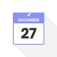 December 27 calendar icon. Date,  Month calendar icon vector illustration