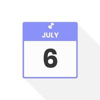 July 6 calendar icon. Date,  Month calendar icon vector illustration