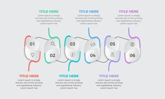 gráfico de visualización de datos comerciales. elementos infográficos, diagrama con 6 pasos, opciones, partes o procesos. concepto creativo para infografía. plantilla de negocio infográfico para presentación vector