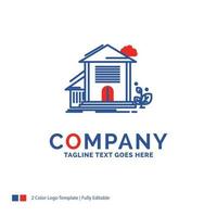 Company Name Logo Design For Home. house. Apartment. building. office. Blue and red Brand Name Design with place for Tagline. Abstract Creative Logo template for Small and Large Business. vector