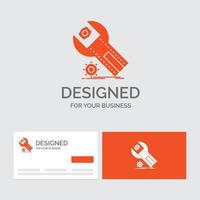 Business logo template for settings. App. installation. maintenance. service. Orange Visiting Cards with Brand logo template. vector