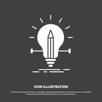 bulb. creative. solution. light. pencil Icon. glyph vector symbol for UI and UX. website or mobile application