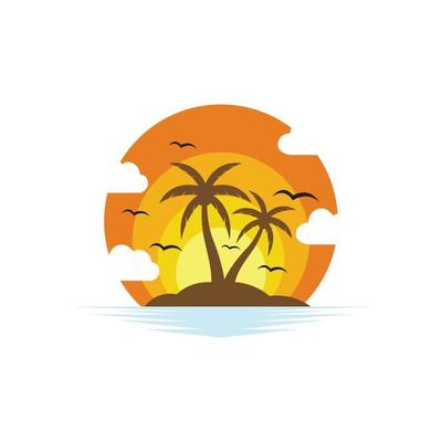 Palm tree summer logo template