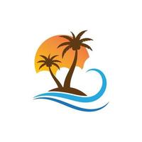 Palm tree summer logo template vector