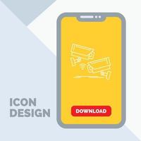 CCTV. Camera. Security. Surveillance. Technology Line Icon in Mobile for Download Page vector