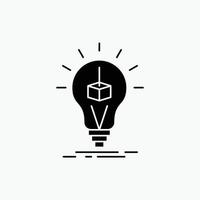 3d Cube. idea. bulb. printing. box Glyph Icon. Vector isolated illustration