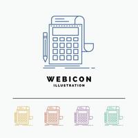 Accounting. audit. banking. calculation. calculator 5 Color Line Web Icon Template isolated on white. Vector illustration