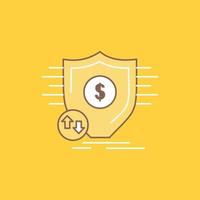 Finance. financial. money. secure. security Flat Line Filled Icon. Beautiful Logo button over yellow background for UI and UX. website or mobile application vector