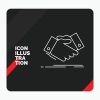 Red and Black Creative presentation Background for handshake. hand shake. shaking hand. Agreement. business Line Icon vector