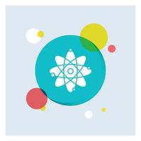 atom. nuclear. molecule. chemistry. science White Glyph Icon colorful Circle Background