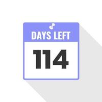 114 Days Left Countdown sales icon. 114 days left to go Promotional banner vector