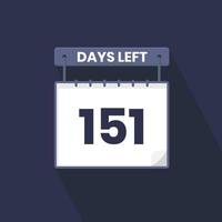 Faltan 151 días de cuenta regresiva para la promoción de ventas. Quedan 151 días para el banner de ventas promocionales. vector