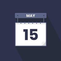 15th May calendar icon. May 15 calendar Date Month icon vector illustrator