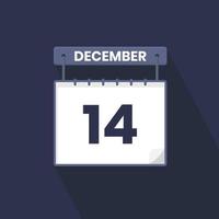 14th December calendar icon. December 14 calendar Date Month icon vector illustrator