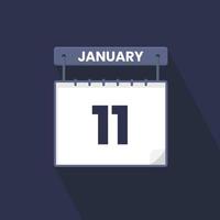 11th January calendar icon. January 11 calendar Date Month icon vector illustrator