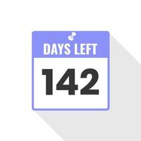 142 Days Left Countdown sales icon. 142 days left to go Promotional banner vector