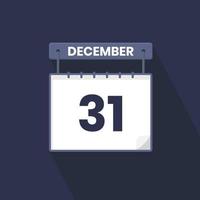 31st December calendar icon. December 31 calendar Date Month icon vector illustrator