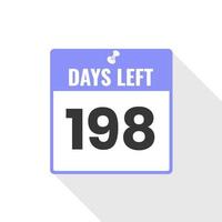 198 Days Left Countdown sales icon. 198 days left to go Promotional banner vector