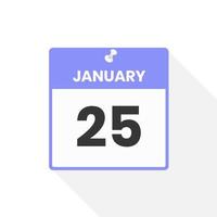 January 25 calendar icon. Date,  Month calendar icon vector illustration