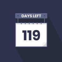 Quedan 119 días de cuenta regresiva para la promoción de ventas. Quedan 119 días para el banner de ventas promocionales. vector