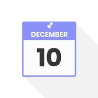 December 10 calendar icon. Date,  Month calendar icon vector illustration