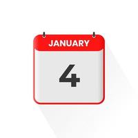 4th January calendar icon. January 4 calendar Date Month icon vector illustrator