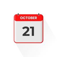 21st October calendar icon. October 21 calendar Date Month icon vector illustrator