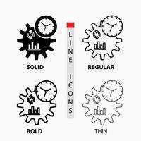 Business. engineering. management. process Icon in Thin. Regular. Bold Line and Glyph Style. Vector illustration