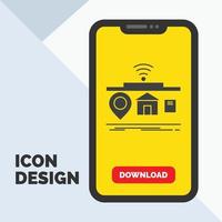 IOT. gadgets. internet. of. things Glyph Icon in Mobile for Download Page. Yellow Background vector