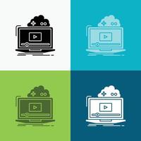 Cloud. game. online. streaming. video Icon Over Various Background. glyph style design. designed for web and app. Eps 10 vector illustration