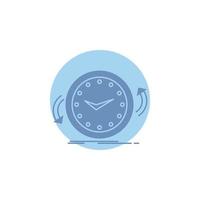 respaldo. reloj. agujas del reloj. encimera. icono de glifo de tiempo. vector