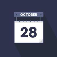 28th October calendar icon. October 28 calendar Date Month icon vector illustrator