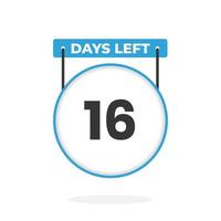 16 Days Left Countdown for sales promotion. 16 days left to go Promotional sales banner vector