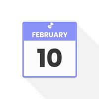 February 10 calendar icon. Date,  Month calendar icon vector illustration