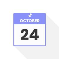 October 24 calendar icon. Date,  Month calendar icon vector illustration