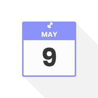 May 9 calendar icon. Date,  Month calendar icon vector illustration