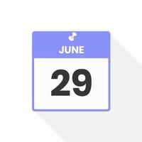 icono del calendario del 29 de junio. fecha, mes calendario icono vector ilustración