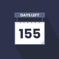 Faltan 155 días de cuenta regresiva para la promoción de ventas. Quedan 155 días para el banner de ventas promocionales. vector