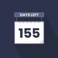 155 Days Left Countdown for sales promotion. 155 days left to go Promotional sales banner vector